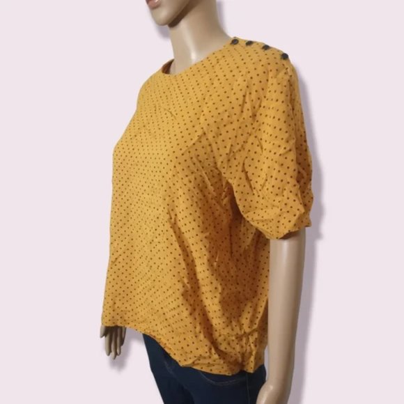 Vintage Golden Yellow Pokadot Jessica Shirt Sz Large - Picture 4 of 6